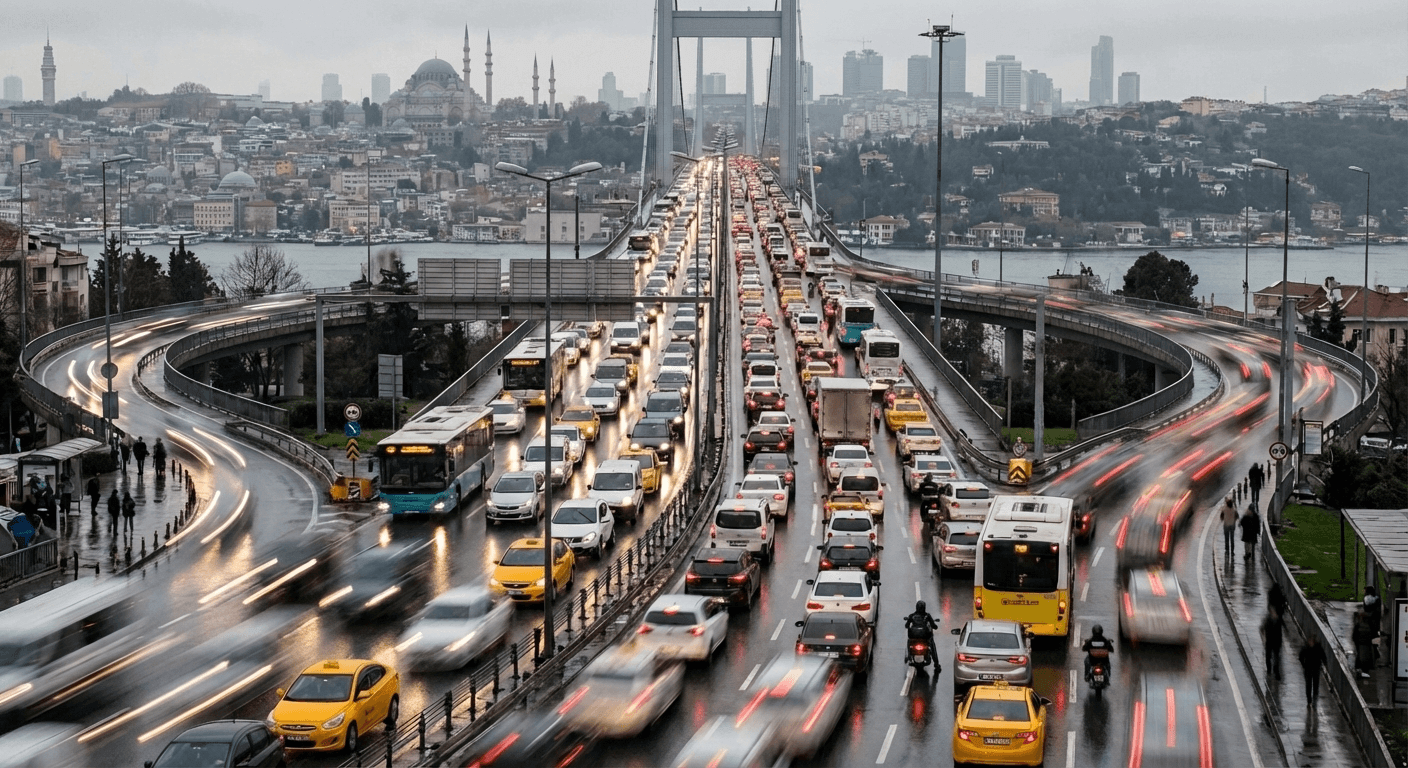 Şehir trafiğinde araçların görünümü